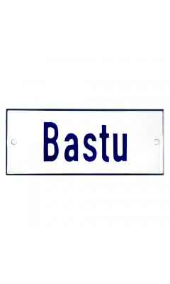 Emaljskylt Bastu vit - blå 12 x 5 cm modell 1-4 Emaljskylt Bastu vit - blå 12 x 5 cm modell 1-4