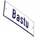 Emaljskylt Bastu vit - blå 12 x 5 cm modell 1-4