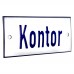 Emaljskylt Kontor vit - blå 12 x 5 cm modell 1-4
