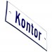 Emaljskylt Kontor vit - blå 12 x 5 cm modell 1-4