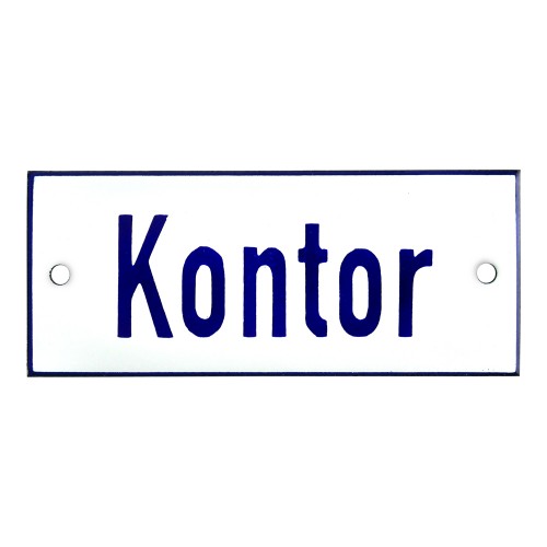 Emaljskylt Kontor vit - blå 12 x 5 cm modell 1-4