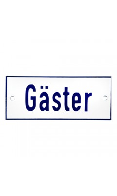 Emaljskylt Gäster vit - blå 12 x 5 cm modell 1-4 Emaljskylt Gäster vit - blå 12 x 5 cm modell 1-4