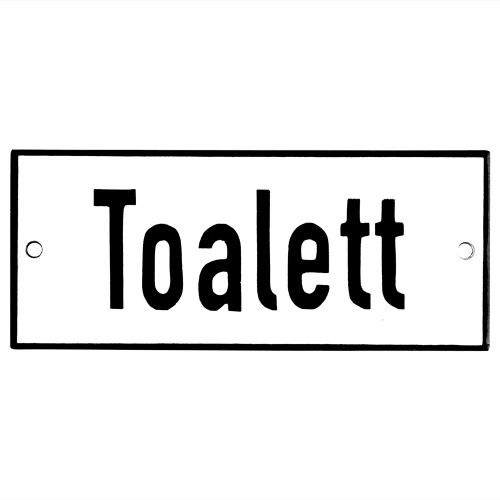Emaljskylt Toalett vit - svart 12 x 5 cm modell 2-4