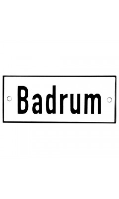 Emaljskylt Badrum vit - svart 12 x 5 cm modell 2-4 Emaljskylt Badrum vit - svart 12 x 5 cm modell 2-4