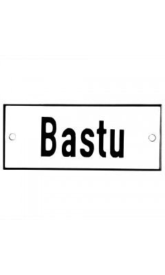 Emaljskylt Bastu vit - svart 12 x 5 cm modell 2-4 Emaljskylt Bastu vit - svart 12 x 5 cm modell 2-4