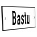 Emaljskylt Bastu vit - svart 12 x 5 cm modell 2-4