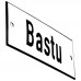 Emaljskylt Bastu vit - svart 12 x 5 cm modell 2-4