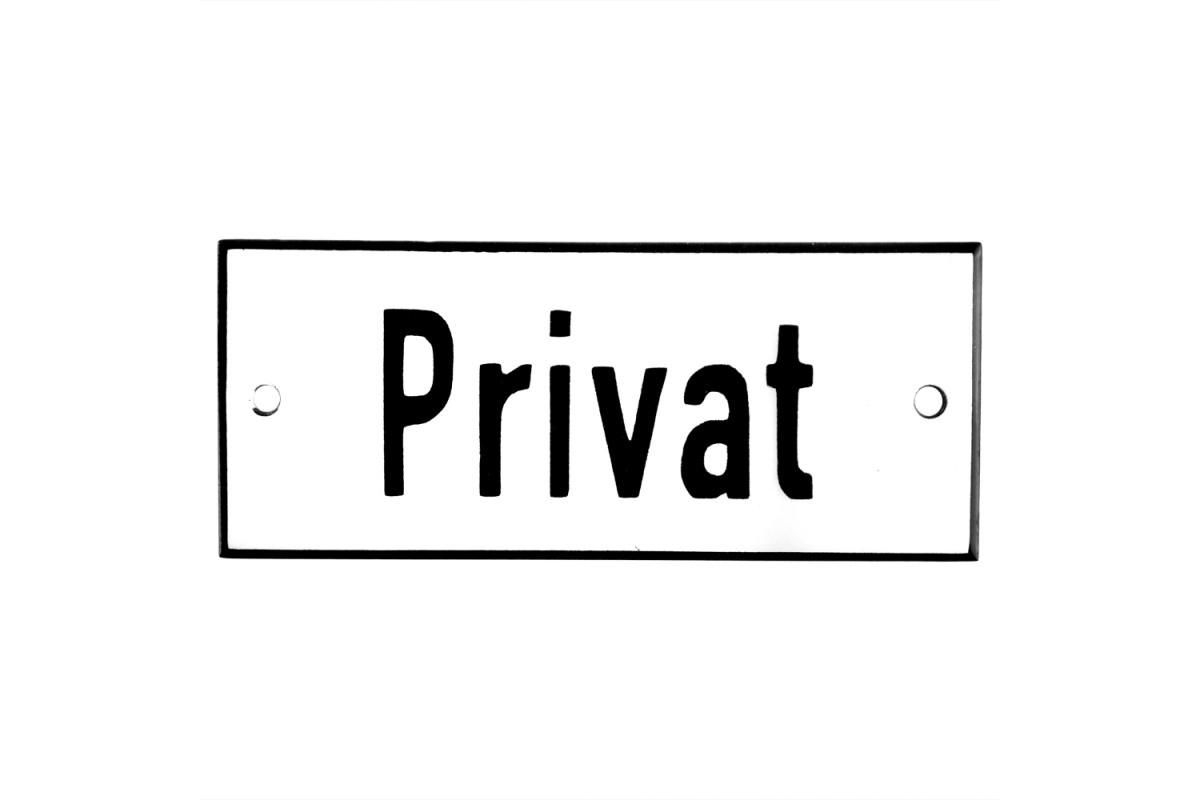 Emaljskylt Privat vit - svart 12 x 5 cm modell 2-4 Emaljskylt Privat vit - svart 12 x 5 cm modell 2-4