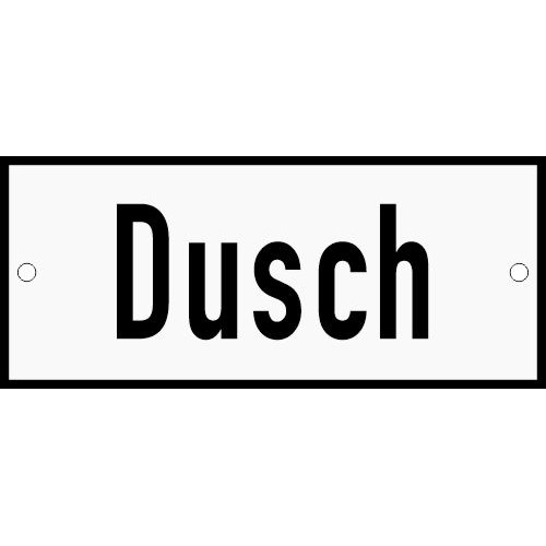 Emaljskylt Dusch vit - svart 12 x 5 cm modell 2-4