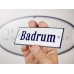 Emaljskylt Badrum vit - blå 12 x 5 cm modell 3-4