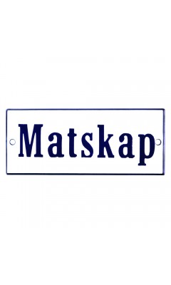 Emaljskylt Matskap vit - blå 12 x 5 cm modell 3-4 Emaljskylt Matskap vit - blå 12 x 5 cm modell 3-4