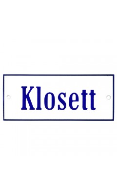 Emaljskylt Klosett vit - blå 12 x 5 cm modell 3-4 Emaljskylt Klosett vit - blå 12 x 5 cm modell 3-4