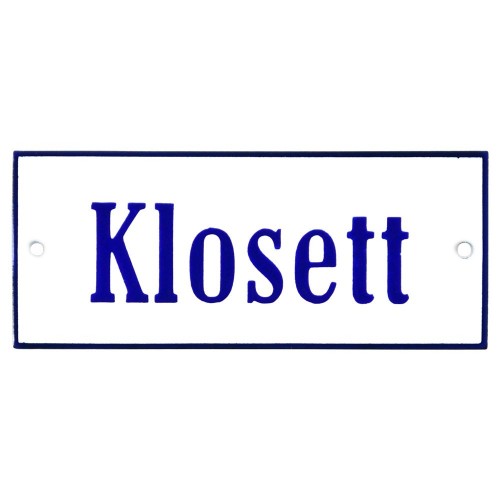 Emaljskylt Klosett vit - blå 12 x 5 cm modell 3-4