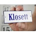 Emaljskylt Klosett vit - blå 12 x 5 cm modell 3-4