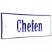 Emaljskylt Chefen vit - blå 12 x 5 cm modell 3-4