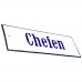 Emaljskylt Chefen vit - blå 12 x 5 cm modell 3-4