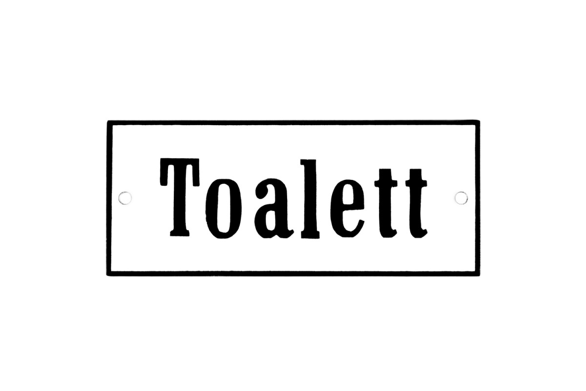 Emaljskylt Toalett vit - svart 12 x 5 cm modell 4-4 Emaljskylt Toalett vit - svart 12 x 5 cm modell 4-4