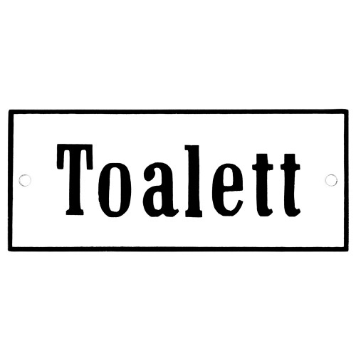 Emaljskylt Toalett vit - svart 12 x 5 cm modell 4-4