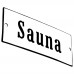 Emaljskylt Sauna vit - svart 12 x 5 cm modell 4-4