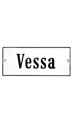 Emaljskylt Vessa vit - svart 12 x 5 cm modell 4-4 Emaljskylt Vessa vit - svart 12 x 5 cm modell 4-4