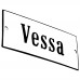 Emaljskylt Vessa vit - svart 12 x 5 cm modell 4-4