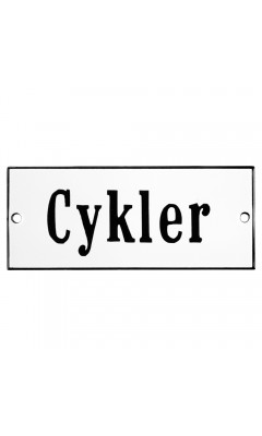 Emaljskylt Cykler vit - svart 12 x 5 cm modell 4-4 Emaljskylt Cykler vit - svart 12 x 5 cm modell 4-4