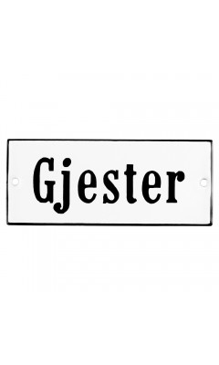 Emaljskylt Gjester vit - svart 12 x 5 cm modell 4-4 Emaljskylt Gjester vit - svart 12 x 5 cm modell 4-4