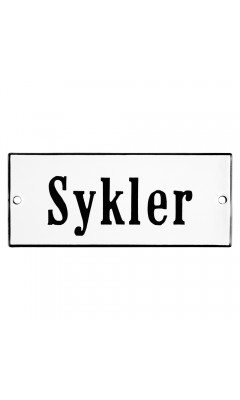 Emaljskylt Sykler vit - svart 12 x 5 cm modell 4-4 Emaljskylt Sykler vit - svart 12 x 5 cm modell 4-4