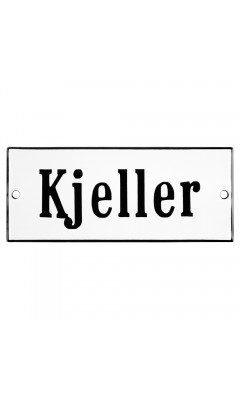 Emaljskylt Kjeller vit - svart 12 x 5 cm modell 4-4 Emaljskylt Kjeller vit - svart 12 x 5 cm modell 4-4