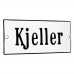 Emaljskylt Kjeller vit - svart 12 x 5 cm modell 4-4