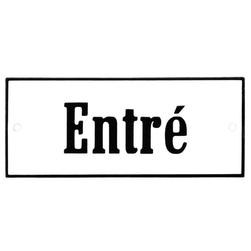 Emaljskylt Entré vit - svart 12 x 5 cm modell 4-4