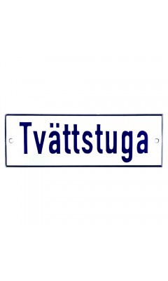 Emaljskylt Tvättstuga vit - blå 15 x 5 cm modell 1-4 Emaljskylt Tvättstuga vit - blå 15 x 5 cm modell 1-4