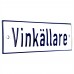 Emaljskylt Vinkällare vit - blå 15 x 5 cm modell 1-4