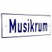 Emaljskylt Musikrum vit - blå 15 x 5 cm modell 1-4