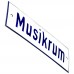 Emaljskylt Musikrum vit - blå 15 x 5 cm modell 1-4