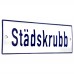 Emaljskylt Städskrubb vit - blå 15 x 5 cm modell 1-4
