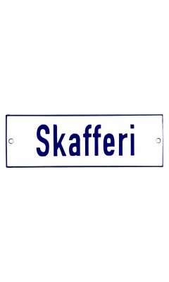 Emaljskylt Skafferi vit - blå 15 x 5 cm modell 1-4 Emaljskylt Skafferi vit - blå 15 x 5 cm modell 1-4