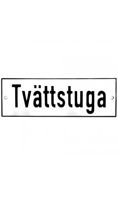 Emaljskylt Tvättstuga vit - svart 15 x 5 cm modell 2-4 Emaljskylt Tvättstuga vit - svart 15 x 5 cm modell 2-4