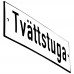 Emaljskylt Tvättstuga vit - svart 15 x 5 cm modell 2-4