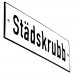 Emaljskylt Städskrubb vit - svart 15 x 5 cm modell 2-4