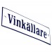 Emaljskylt Vinkällare vit - blå 15 x 5 cm modell 3-4
