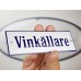 Emaljskylt Vinkällare vit - blå 15 x 5 cm modell 3-4
