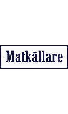 Emaljskylt Matkällare vit - blå 15 x 5 cm modell 3-4 Emaljskylt Matkällare vit - blå 15 x 5 cm modell 3-4