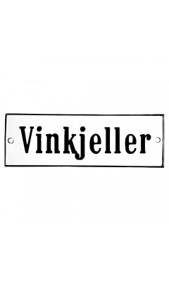 Emaljskylt Vinkjeller vit - svart 15 x 5 cm modell 4-4 Emaljskylt Vinkjeller vit - svart 15 x 5 cm modell 4-4