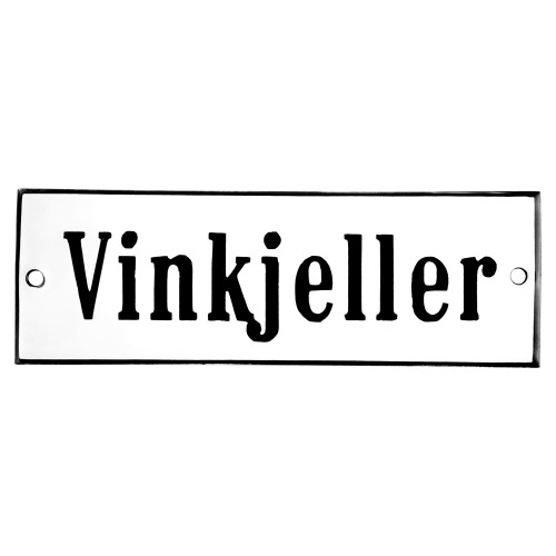 Emaljskylt Vinkjeller vit - svart 15 x 5 cm modell 4-4