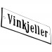 Emaljskylt Vinkjeller vit - svart 15 x 5 cm modell 4-4