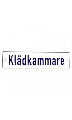 Emaljskylt Klädkammare vit - blå 20 x 5 cm modell 1-4 Emaljskylt Klädkammare vit - blå 20 x 5 cm modell 1-4