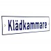 Emaljskylt Klädkammare vit - blå 20 x 5 cm modell 1-4