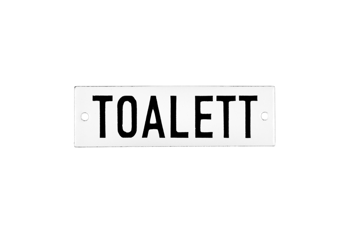 Emaljskylt TOALETT vit - svart 10 x 3 cm modell 20-4 Emaljskylt TOALETT vit - svart 10 x 3 cm modell 20-4
