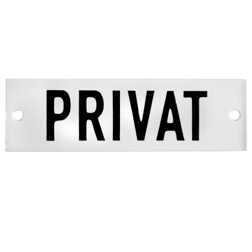 Emaljskylt PRIVAT vit - svart 10 x 3 cm modell 20-4 Emaljskylt PRIVAT vit - svart 10 x 3 cm modell 20-4